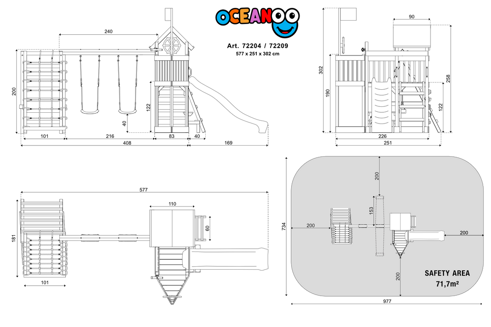 ACTIVE Klettergerüst aus Holz Oceanoo Pro