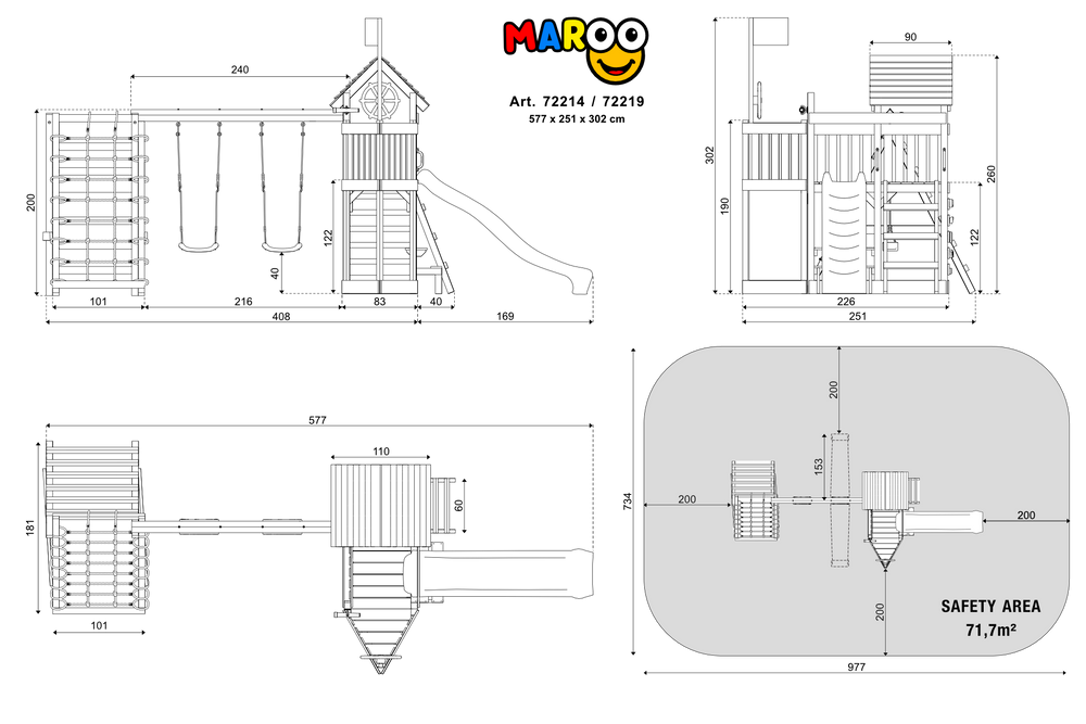 ACTIVE Klettergerüst aus Holz Maroo Pro