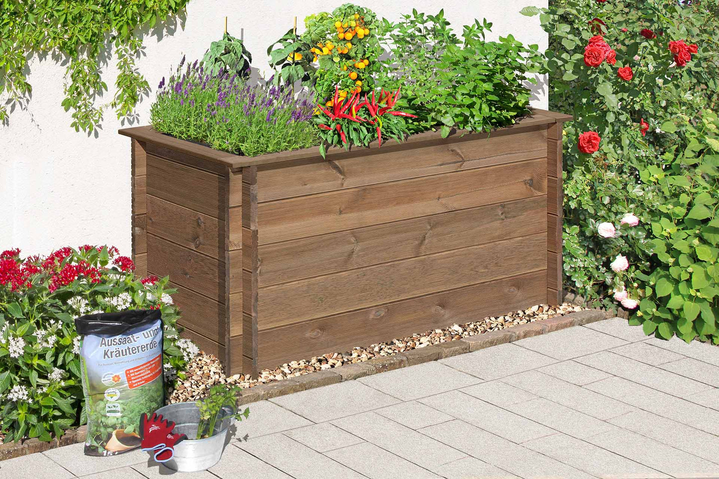 TERRA Hochbeet aus Holz 150 x 75 x 75 cm