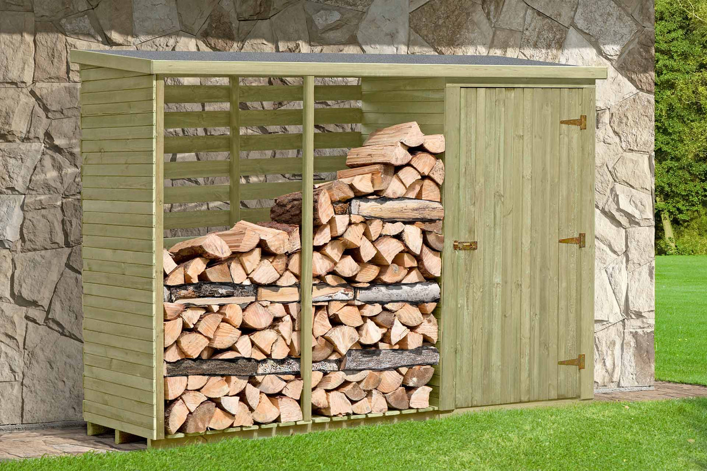 Kaminholzregal WARO mit Geräteschrank 2,8 m³