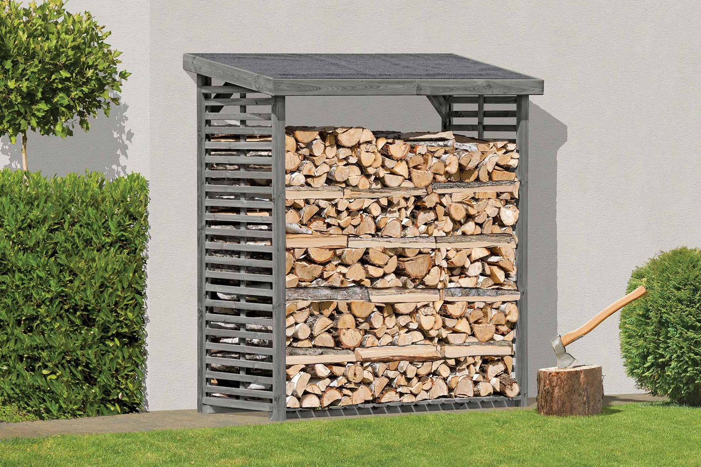 Kaminholzregal FLAMMO L, grau 2,3 m³