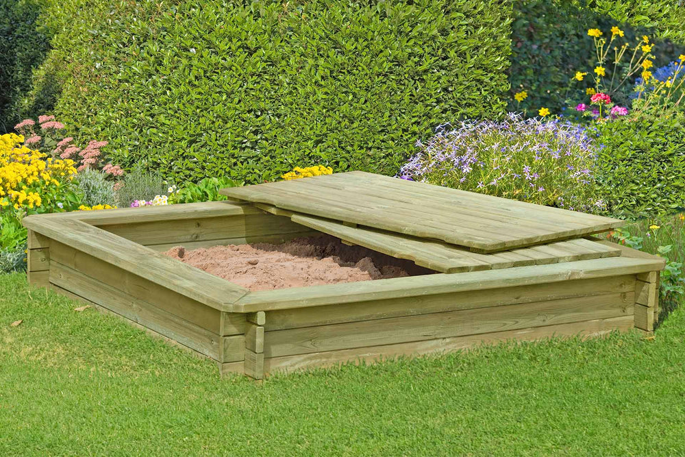 Sandkastenabdeckung aus Holz für Sandkästen 180 x 180 cm
